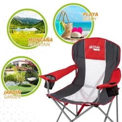 AKTIVE - Chaise De Camping XL Avec Porte-Gobelet -Camping Rabais Magasin aktive chaise de camping xl avec porte gobelet 4