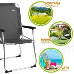 AKTIVE - Chaise Pliante Camping Fixe En Aluminium 54 X 57 X 91 Cm, Gris -Camping Rabais Magasin aktive chaise pliante camping fixe en aluminium 54 x 57 x 91 cm gris 4