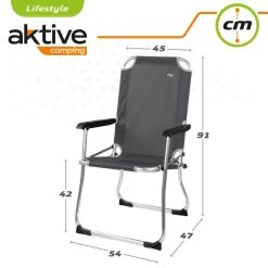 AKTIVE - Chaise Pliante Camping Fixe En Aluminium 54 X 57 X 91 Cm, Gris -Camping Rabais Magasin aktive chaise pliante camping fixe en aluminium 54 x 57 x 91 cm gris 5