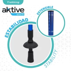 AKTIVE Jeu De 2 Bâtons De Trekking En Aluminium 67-135 Cm, Noir Et Bleu -Camping Rabais Magasin aktive jeu de 2 batons de trekking en aluminium 67 135 cm noir et bleu 3