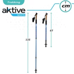 AKTIVE Jeu De 2 Bâtons De Trekking En Aluminium 67-135 Cm, Noir Et Bleu -Camping Rabais Magasin aktive jeu de 2 batons de trekking en aluminium 67 135 cm noir et bleu 5