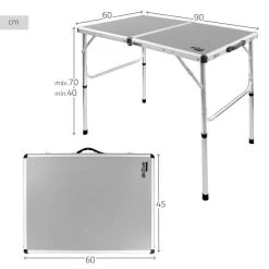 AKTIVE - Table De Camping Pliante, Réglable En 2 Hauteurs, 90x60x40/70 Cm, Gris 10 AKTIVE - Table De Camping Pliante, Réglable En 2 Hauteurs, 90x60x40/70 Cm, Gris -Camping Rabais Magasin aktive table de camping pliante reglable en 2 hauteurs 90x60x4070 cm gris 3