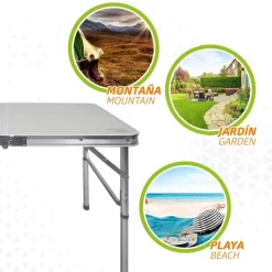 AKTIVE - Table Pliante Avec 2 Tabourets Et Poignée De Transpor, Gris -Camping Rabais Magasin aktive table pliante avec 2 tabourets et poignee de transpor gris 3