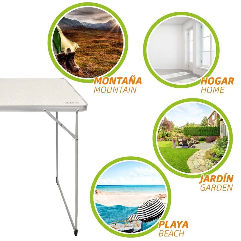 AKTIVE - Table Pliante En Aluminium Et Bois. Table De Camping 80x60x70 Cm 4 AKTIVE - Table Pliante En Aluminium Et Bois. Table De Camping 80x60x70 Cm – Image 4