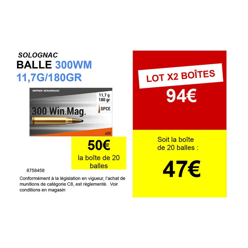 Balle 300 WINCHESTER MAGNUM 11,7G/180GRS X20 2 Balle 300 WINCHESTER MAGNUM 11,7G/180GRS X20 – Image 2