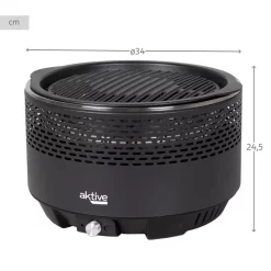 Barbecue Rond Noir Sans Fumée 2 En 1 Ø34 Cm Aktive -Camping Rabais Magasin barbecue rond noir sans fumee 2 en 1 o34 cm aktive 3