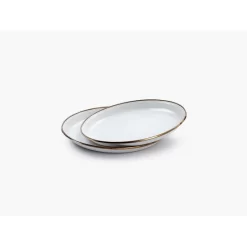 Barebones Assiettes Et Plateaux En émail - 2 Pièces - Coquille D'Oeuf