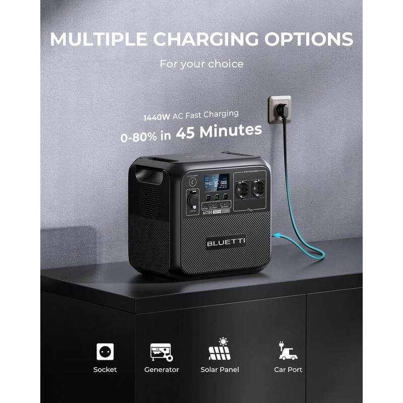 BLUETTI Générateur Électrique Portable AC180 1152Wh Batterie LiFePO4 Pour Voyage 4 BLUETTI Générateur Électrique Portable AC180 1152Wh Batterie LiFePO4 Pour Voyage – Image 4