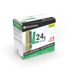 CARTOUCHE L100 24G HAUTE PRESSION CALIBRE 20/70 BILLE ACIER N°6X25