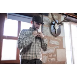 Chemise Chasse Coton Manches Longues Respirant Homme - 100 à Carreaux Beige. -Camping Rabais Magasin chemise chasse coton manches longues respirant homme 100 a carreaux beige 6