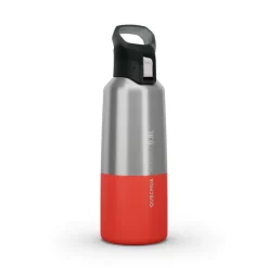 Quechua Gourde Isotherme Inox 0,8L Bouchon à Ouverture Rapide Pour La Randonnée - Rouge