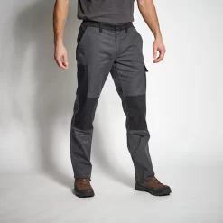 PANTALON CARGO RESISTANT STEPPE 300 BICOLORE GRIS ET NOIR