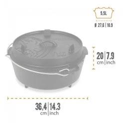 Petromax Dutch Oven FT6-6QT (avec Pieds) Et Levier De Couvercle -Camping Rabais Magasin petromax dutch oven ft6 6qt avec pieds et levier de couvercle 2