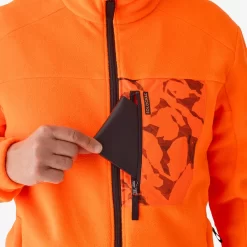 POLAIRE CHASSE 500 ORANGE FLUO -Camping Rabais Magasin polaire chasse 500 orange fluo 3