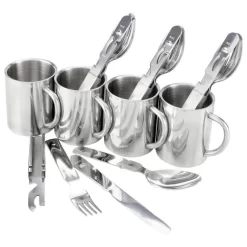 Set De Couverts De Camping & Tasse Thermique Inox | 4 Personnes
