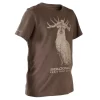 T-SHIRT Manches Courtes Chasse Coton Junior -100 LTD Cerf Marron