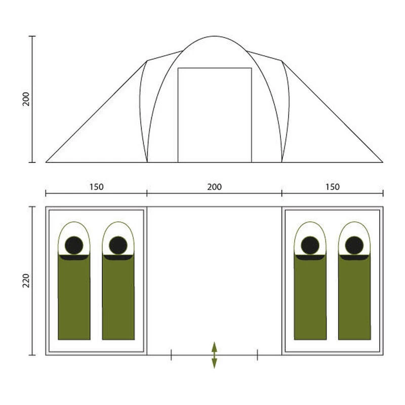 Tente Dôme Hammerfest 4 Sleeper Protect - Sol Cousu - 4 Pers - 2 Cabines Noires 7 Tente Dôme Hammerfest 4 Sleeper Protect - Sol Cousu - 4 Pers - 2 Cabines Noires – Image 7