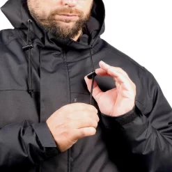 VESTE CHASSE CHAUDE IMPERMEABLE NOIRE 100 -Camping Rabais Magasin veste chasse chaude impermeable noire 100 9