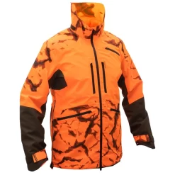 VESTE CHASSE RESISTANTE IMPERMEABLE ORANGE FLUO SUPERTRACK 900 LIGHT -Camping Rabais Magasin veste chasse resistante impermeable orange fluo supertrack 900 light 2