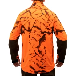 VESTE CHASSE RESISTANTE IMPERMEABLE ORANGE FLUO SUPERTRACK 900 LIGHT -Camping Rabais Magasin veste chasse resistante impermeable orange fluo supertrack 900 light 9